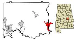 Elmore County Alabama Incorporated and Unincorporated areas Tallassee Highlighted